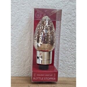 Sur La Table White Lightbulb Light Up Bottle Wine Stopper Christmas Holiday Gift